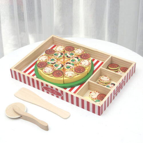 Pizza lemn 64 piese Montessori