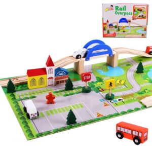 Tren lemn colorat Montessori