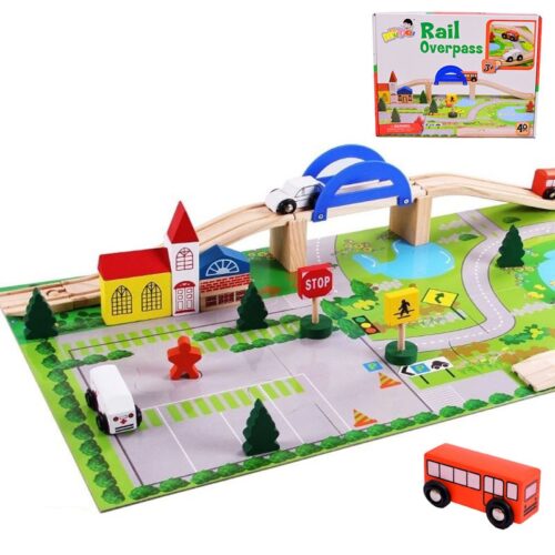 Tren lemn colorat Montessori