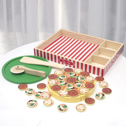 Pizza lemn 64 piese Montessori